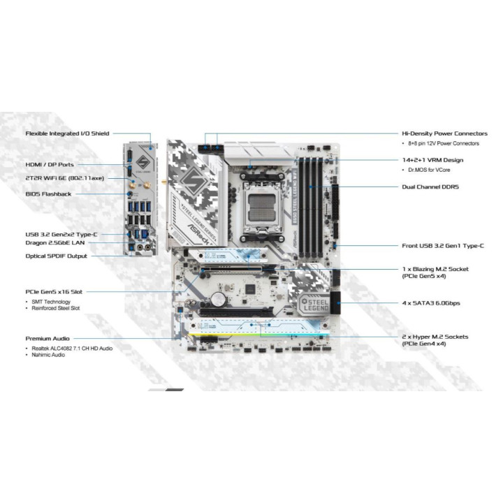 Дънна платка AsRock B650 Steel Legend, AM5, 4x DDR5, Wi-Fi 6E   BT - 7