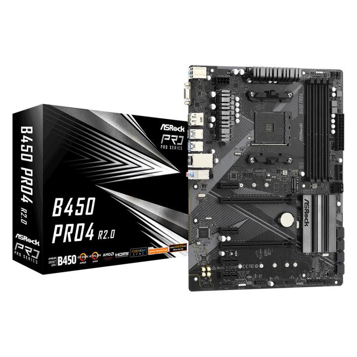 Дънна платка Asrock B450M PRO4, сокет AM4, mATX - 1