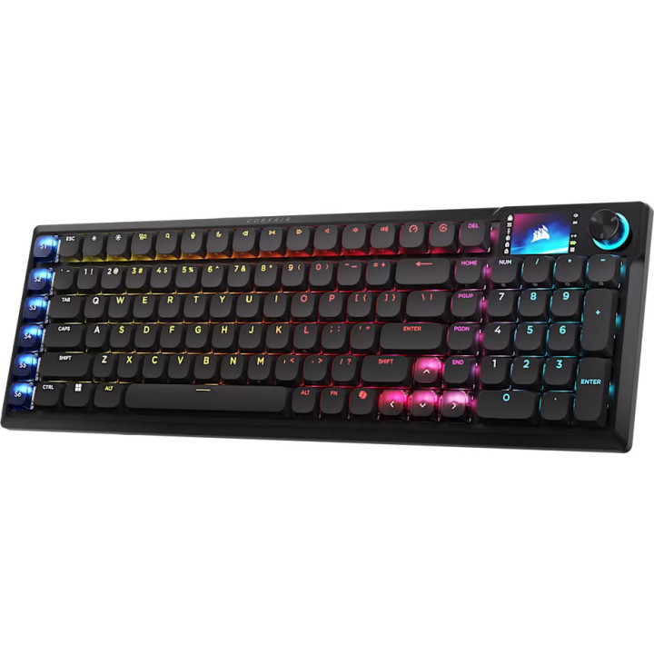 Безжична оптично-механична геймърска клавиатура Corsair Vanguard Air 99, RGB подсветка, Corsair LP OPX суичове - CH-91HA01B-NA -