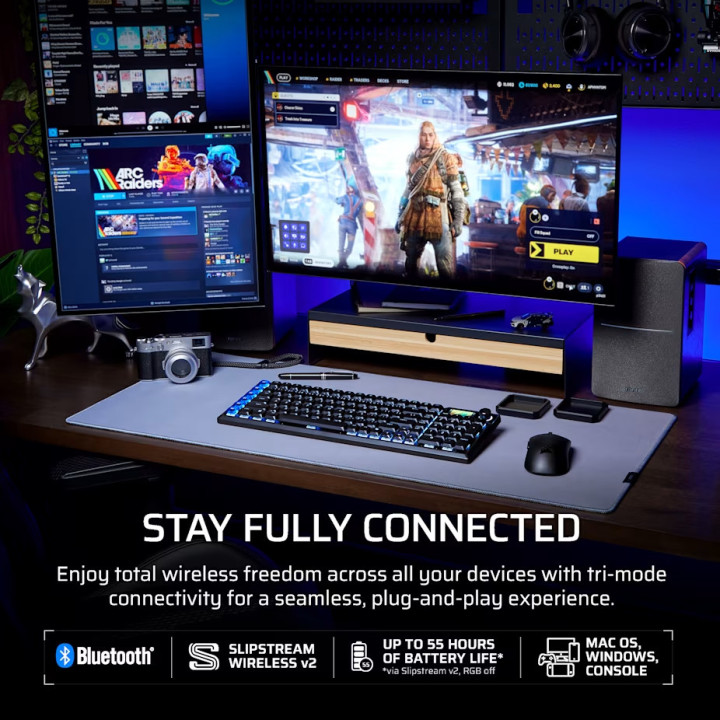 Безжична оптично-механична геймърска клавиатура Corsair Vanguard Air 99, RGB подсветка, Corsair LP OPX суичове - CH-91HA01B-NA -