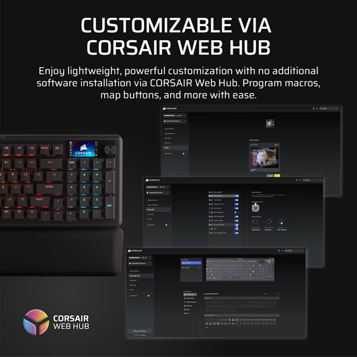Механична геймърска клавиатура Corsair Vanguard 96, RGB подсветка, MLX Plasma суичове, Black PBT Keycaps - CH-91E901E-NA - 11