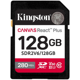 SD карта Kingston Canvas React Plus, 128GB SDXC UHS-II 280R/100W - SDR2V6/128GB - 1