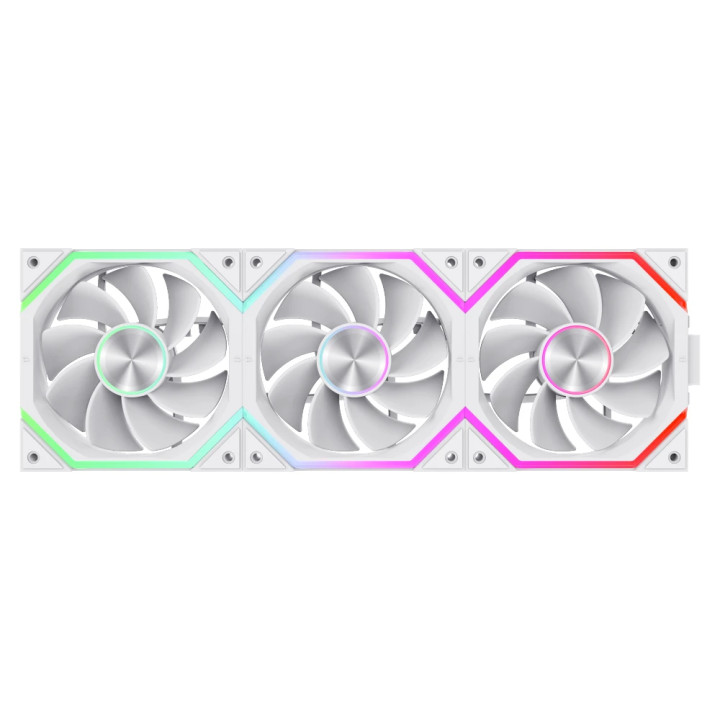 Комплект вентилатори Gamemax FN12A-N2 WL-RW, 3x120mm PWM A-RGB Reverse Blade, бял - 9501-0201R0044 - 1