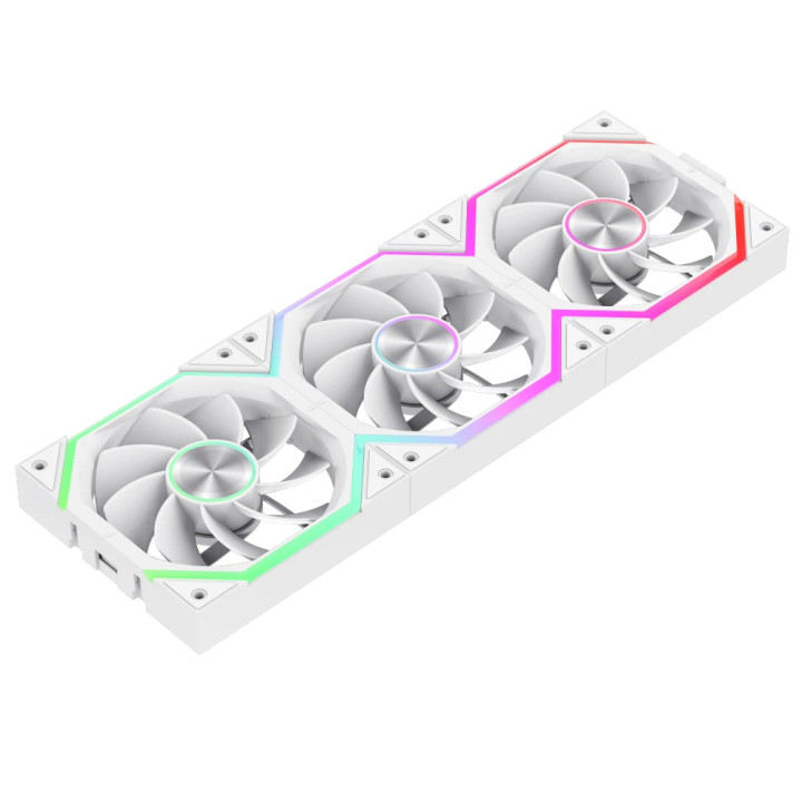 Комплект вентилатори Gamemax FN12A-N2 WL-RW, 3x120mm PWM A-RGB Reverse Blade, бял - 9501-0201R0044 - 2