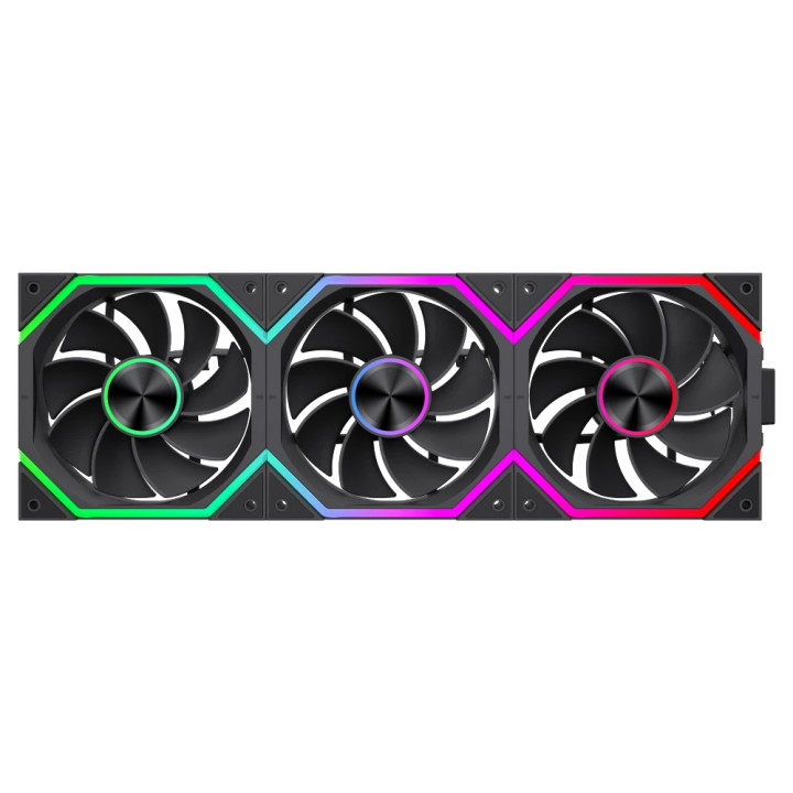 Комплект вентилатори Gamemax FN12A-N2, 3x120mm PWM A-RGB Reverse Blade - 9501-0201R0043 - 1