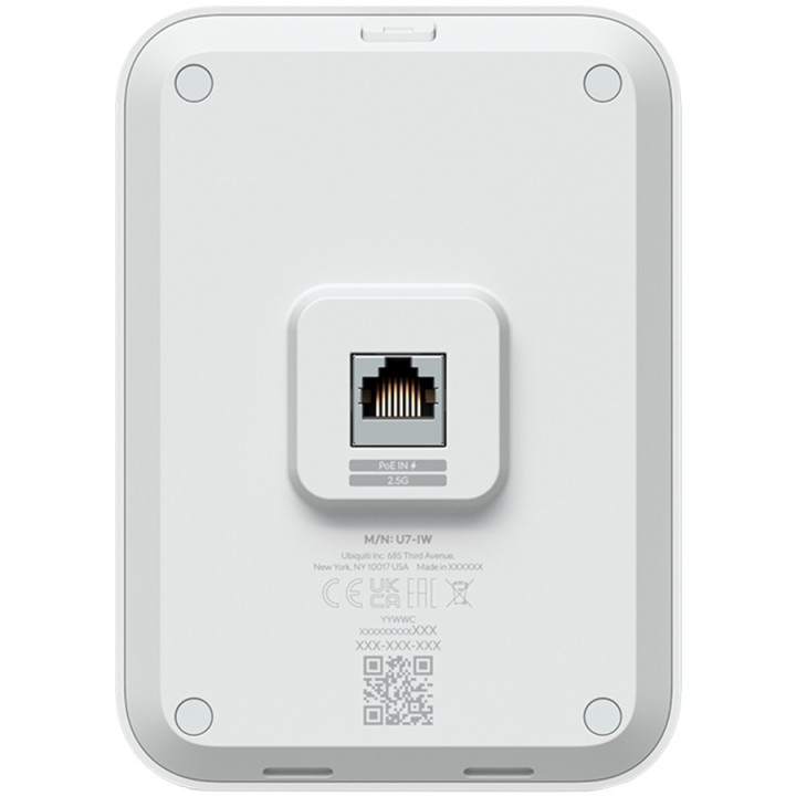 Wi-Fi 7 Access Point Ubiquiti UniFi U7-IW, Wall-mounted, 2.4/5 GHz, 4.3 Gbps, 2x 2.5GbE PoE, 115m² покритие - U7-IW - 2