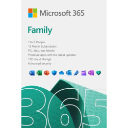 Софтуер Microsoft 365 Family, 1 година абонамент, до 6 потребителя, електронен лиценз - EP2-32348 - 1