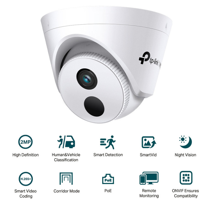 2MP IR куполна мрежова камераTP-Link VIGI 2MP IR Turret Network Camera