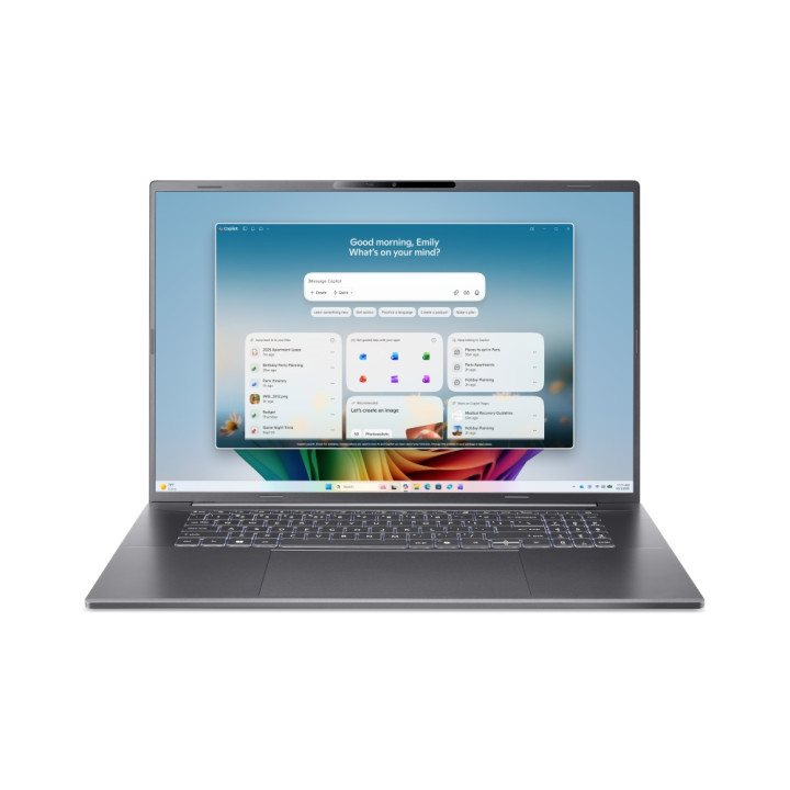 Лаптоп Acer Aspire A18-I71M-74W1, 18" WUXGA (1920x1200) IPS 165Hz, Intel Core Ultra 7 355 (up to 4.70GHz), 16GB LPDDR5X, 512GB S