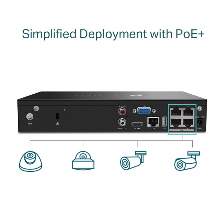 NVR TP-Link VIGI NVR1004H-4P PoE  4-канален