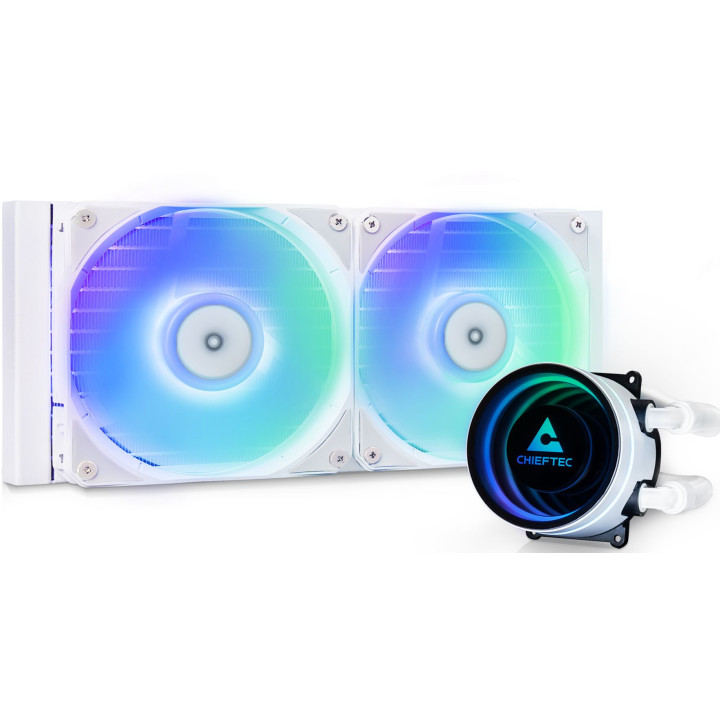 Водно охлаждане за процесор Chieftec Iceberg 240 RGB White, 2x120mm вентилатора, RGB подсветка - CLC-240-RGB-W - 1