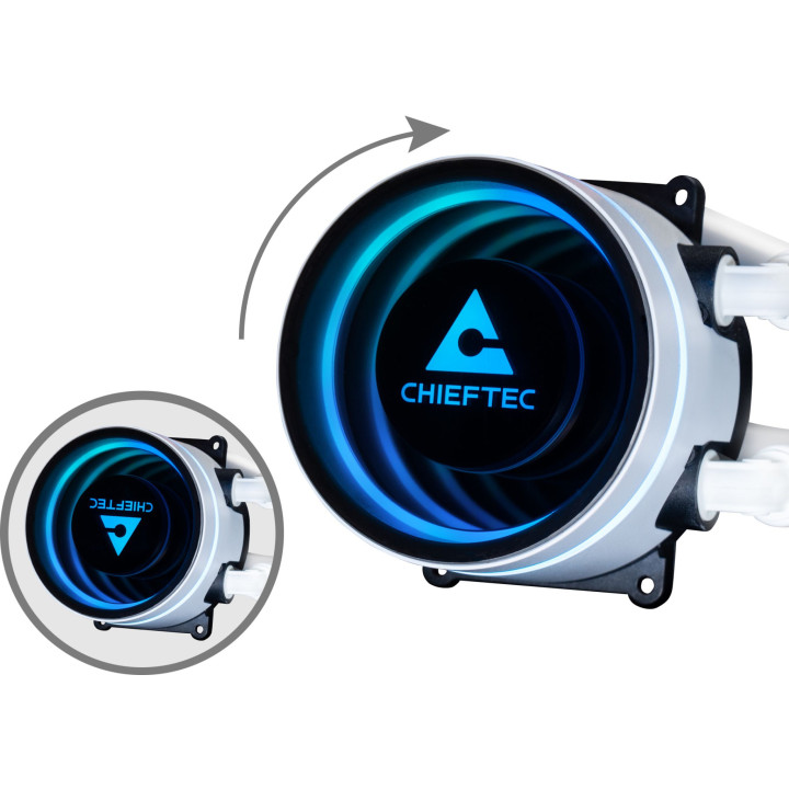 Водно охлаждане за процесор Chieftec Iceberg 240 RGB White, 2x120mm вентилатора, RGB подсветка - CLC-240-RGB-W - 7
