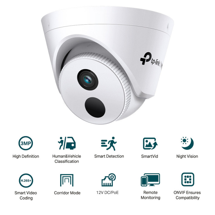 3MP IR куполна мрежова камера TP-Link 3MP Turret Network Camera VIGI C430I(2.8mm)