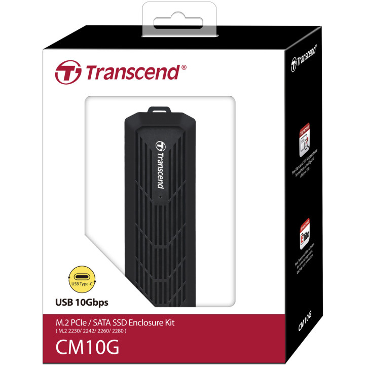 Кутия за M.2 SSD Transcend CM10G, USB 10Gbps, PCIe/SATA, 2230/2242/2260/2280 - TS-CM10G - 2