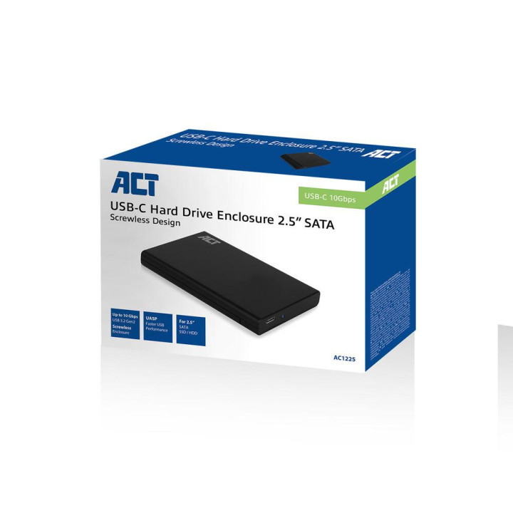 Кутийка за твърд диск ACT AC1225, 2.5", SATA към USB-C 3.2 Gen2 - 5