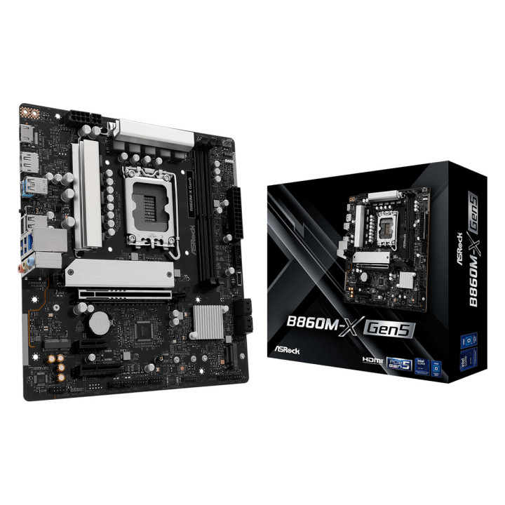 Дънна платка ASRock B860M-X, LGA1851, B860, DDR5, PCIe 5.0 x16, 4x SATA3, 2.5GbE LAN, mATX - 1