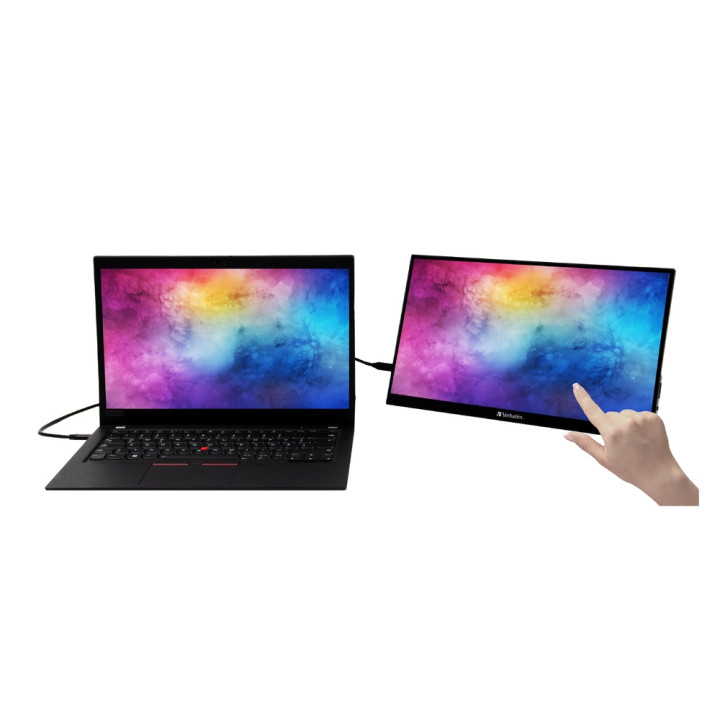 Монитор Verbatim PMT-14, 14" Full HD IPS, Touchscreen, USB-C - 49591 - 2