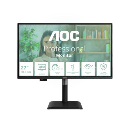 Монитор AOC Q27P4U, 27" (68.58 cm) IPS, WQHD 2560x1440@120Hz, 4ms, 350 cd/m², Adaptive-Sync, USB-C, HDMI, DP, USBHub, регулируем