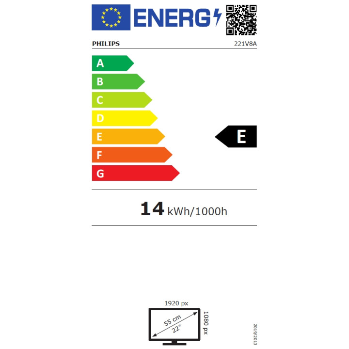 Монитор Philips 221V8A, 21.5" Full HD VA 75Hz, 4ms, Adaptive Sync, HDMI, VGA - 221V8A/00 - 5