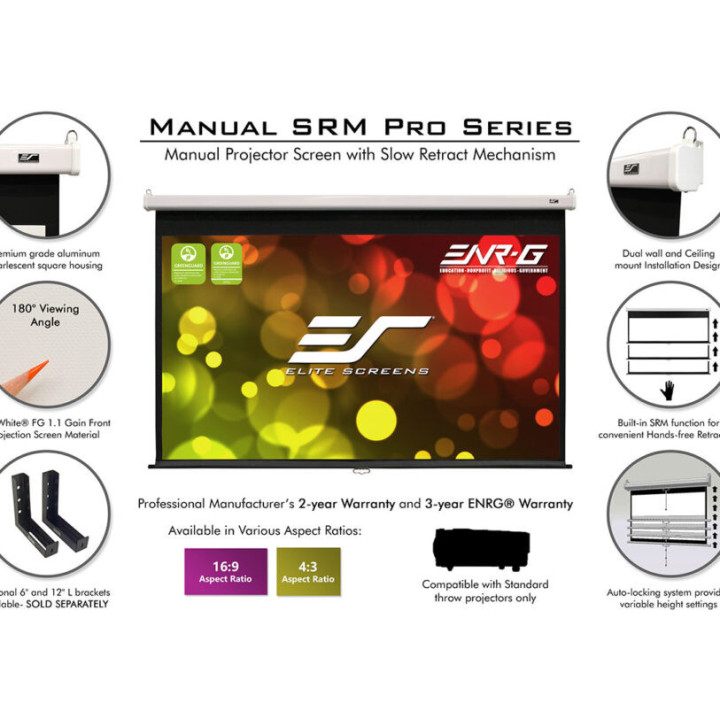 Екран Elite Screen M120HSR-Pro Manual, 120" (16:9), 265.7 x 149.4 cm, White - 3