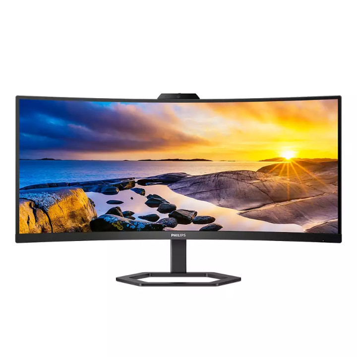 Монитор Philips 34E1C5600HE, 34" Curved WQHD VA 100Hz, 3440x1440, FHD камера, USB-C 65W - 34E1C5600HE/00 - 1
