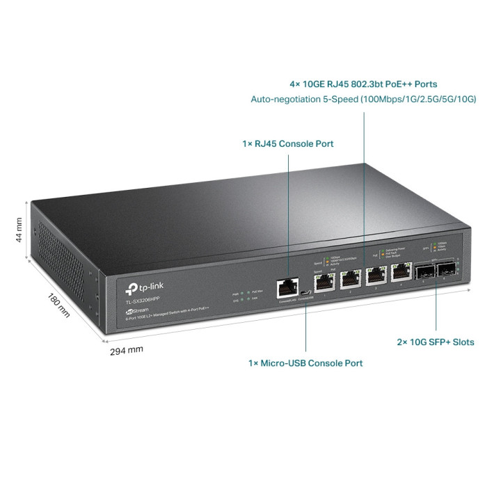 Комутатор TP-Link TL-SX3206HPP JetStream 10GE L2  Managed 6-портов