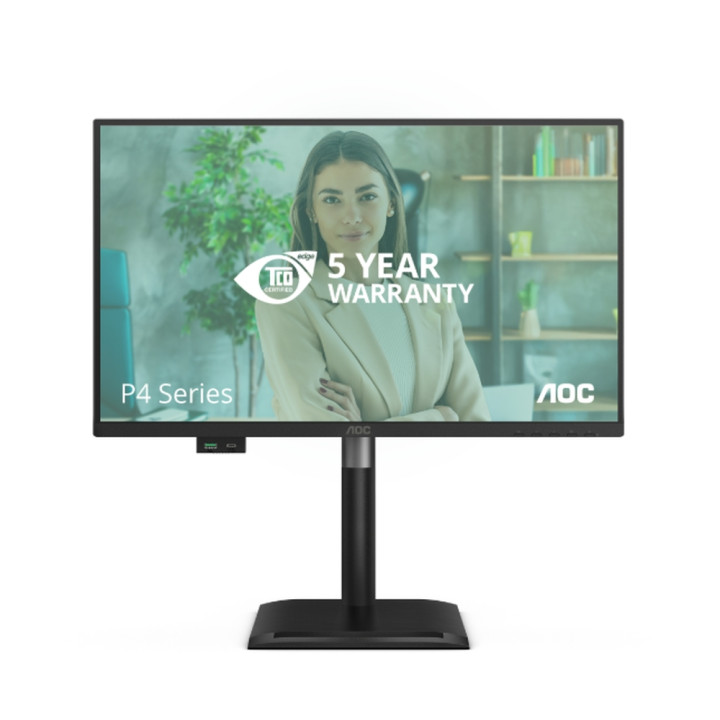 Монитор AOC 24P4U, 23.8" Full HD IPS 120Hz, Adaptive-Sync, USB-C 15W, регулируема височина - 1