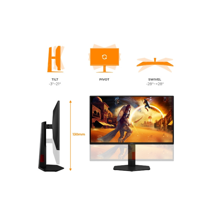 Монитор AOC 25G4ZR, 24.5" Fast IPS, 1920x1080@260Hz, 1ms, Adaptive-Sync - 4