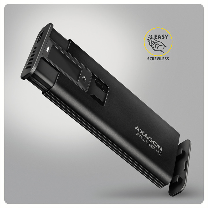 Външна кутия за SSD диск AXAGON EEM2-SD2B, USB-C 10Gbps за M.2 NVMe/SATA SSD, с дисплей - 6