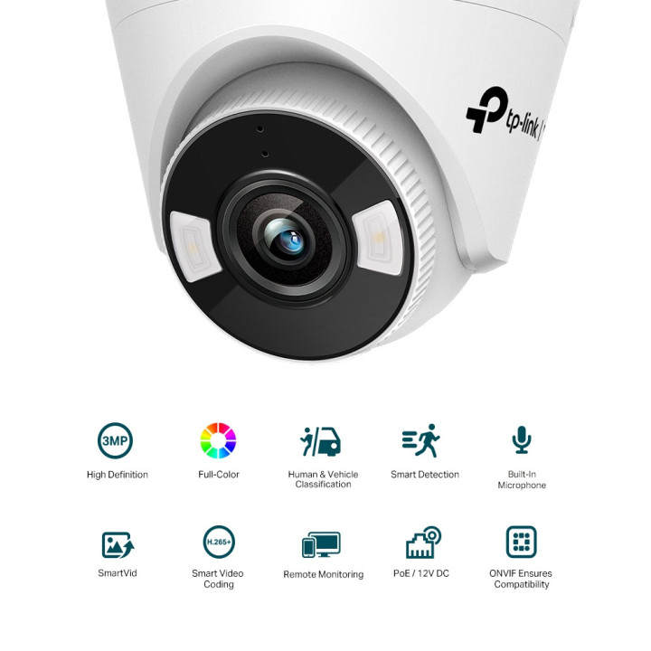 3MP пълноцветна куполна мрежова камера TP-Link 3MP Full-Color Turret Network Camera VIGI C430(2.8mm)