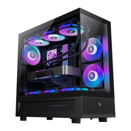 Кутия за компютър Gamemax NEX C51, ATX Middle Tower, Tempered Glass, 3x ARGB вентилатора - 9109-0013R0010 - 1