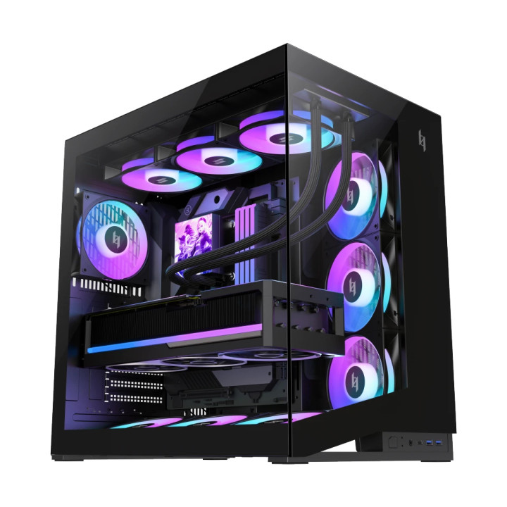 Кутия за компютър Gamemax NEX C56 BK, Middle Tower ATX, Tempered Glass, 7x120mm ARGB вентилатора - 1849-3070R0002 - 1