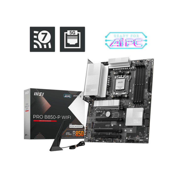 Дънна платка MSI PRO B850-P WIFI, AM5, Wi-Fi 7, 5G LAN, high-speed USB, PCIe 5.0, M.2 Gen5. - 1