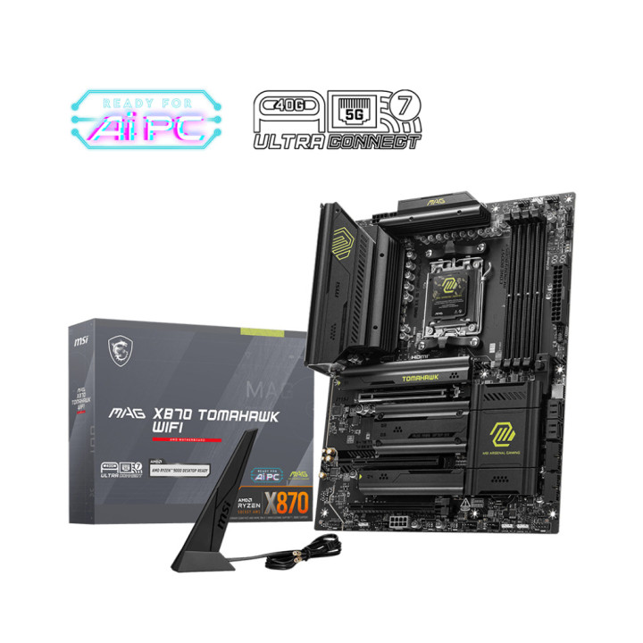 Дънна платка MSI MAG X870 TOMAHAWK WIFI, ATX, AM5, AMD Ryzen 9000, DDR5 up to 8400 (OC)MHz, 3x PCIe x16 slots, 4x M.2 slot - 1