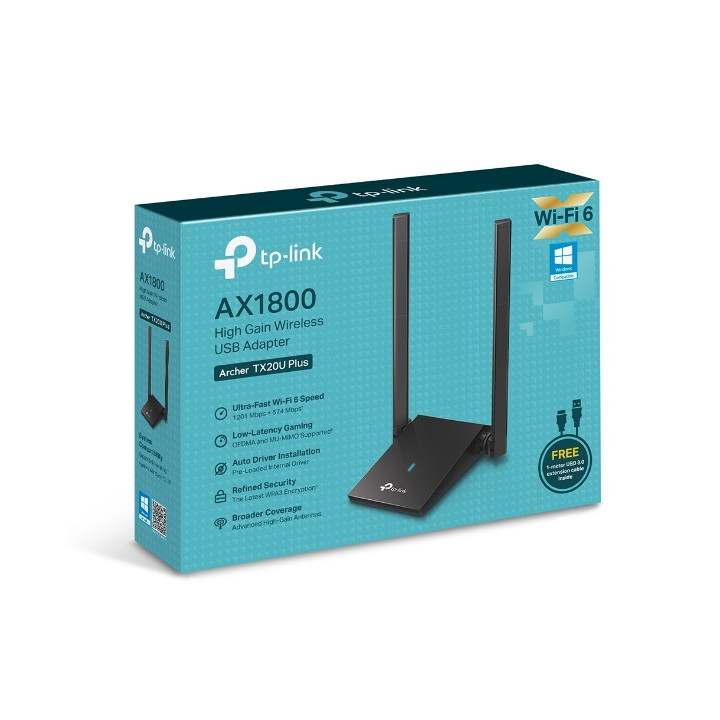 Безжичен USB 2-лентов адаптер TP-Link Archer TX20U Plus AX1800
