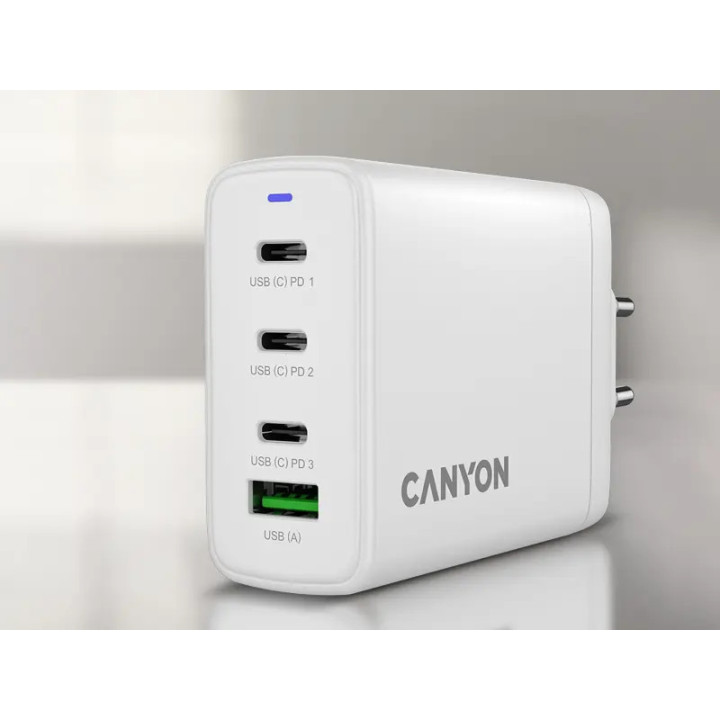 Захранващ адаптер CANYON OnCharge 120 GAN, 120W, 3x USB-C + 1x USB-A, EU - CNS-CUW120ACC - 12