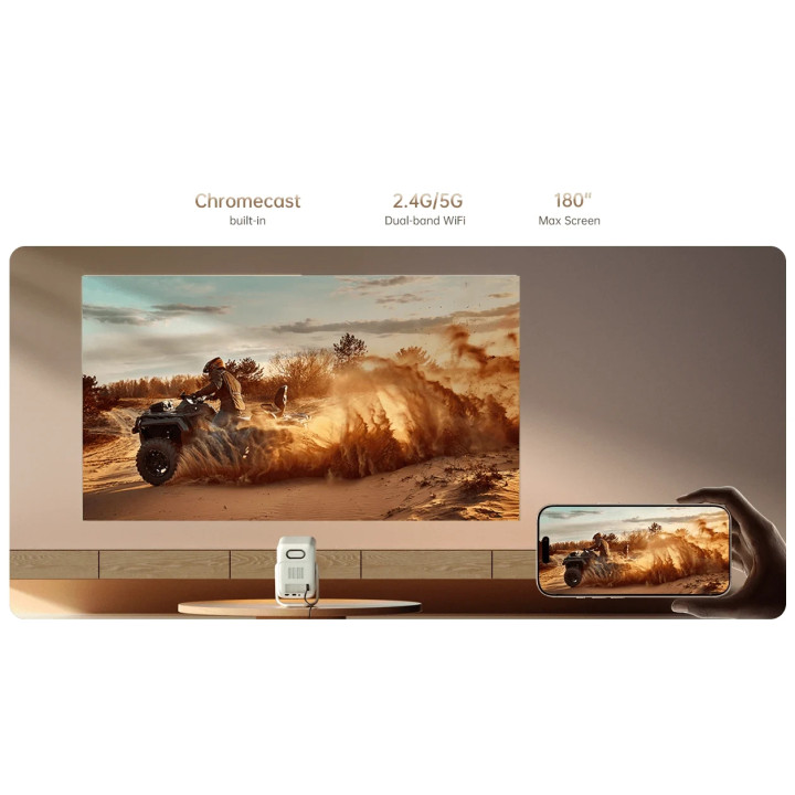 Проектор Wanbo T2 Ultra, преносим, 500 ANSI, Full HD 1080p, Android TV 11, бял - T2-ULTRA-WHITE - 9