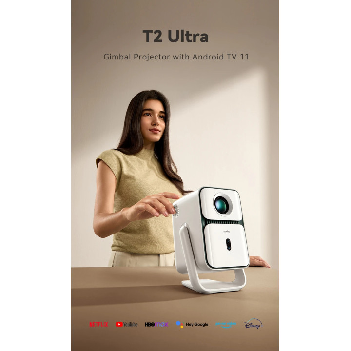 Проектор Wanbo T2 Ultra, преносим, 500 ANSI, Full HD 1080p, Android TV 11, бял - T2-ULTRA-WHITE - 11