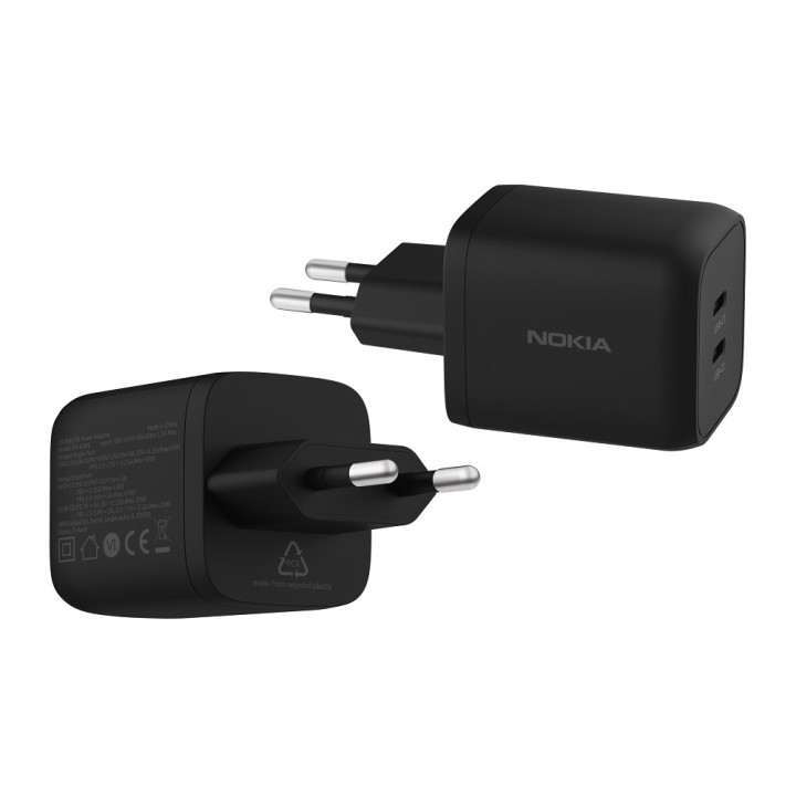 Зарядно устройство Nokia Dual Port Wall Charger, 65W, USB Type-C - 8P00000273 - 1