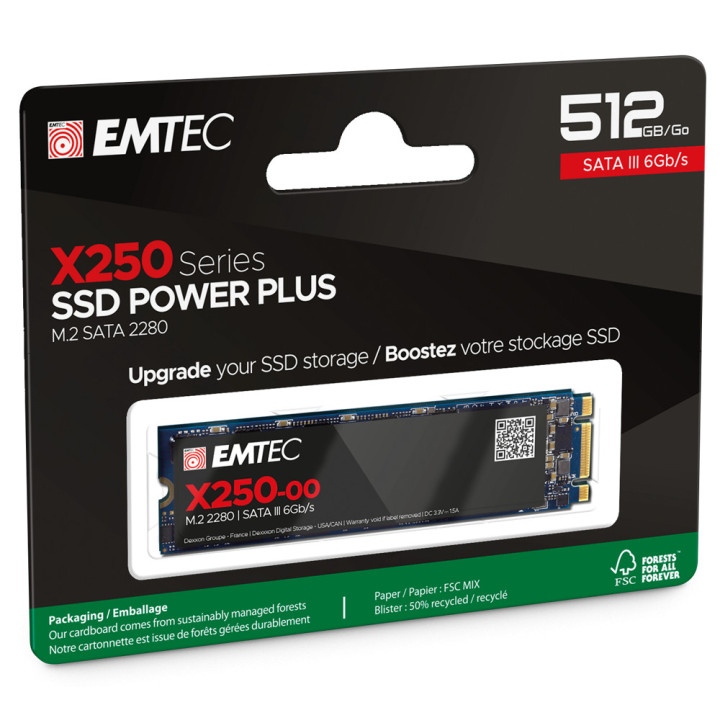 SSD диск EMTEC X250, 512GB M.2 SATA III - ECSSD512GX250 - 3