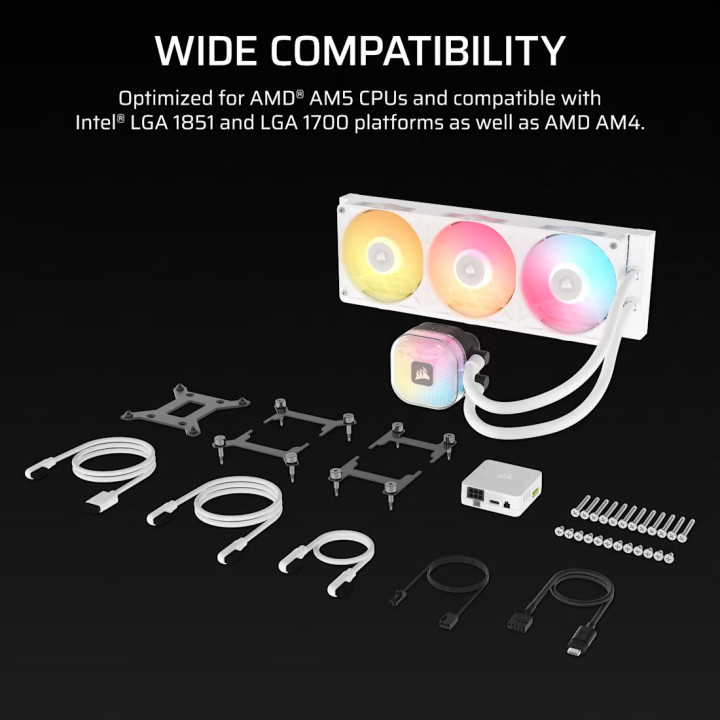 Водно охлаждане за процесор CORSAIR iCUE LINK TITAN II 360 RX RGB White, 360mm радиатор - CW-9061038-WW - 4