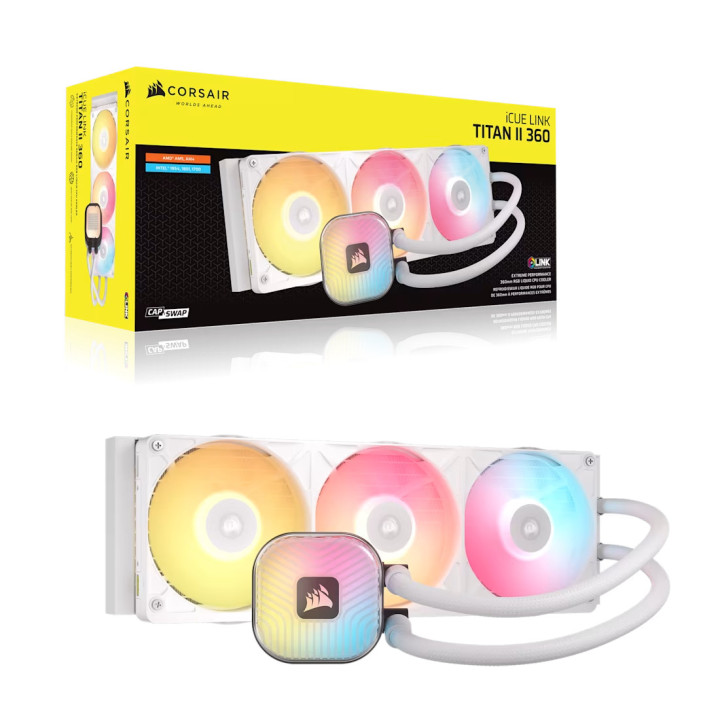 Водно охлаждане за процесор CORSAIR iCUE LINK TITAN II 360 RX RGB White, 360mm радиатор - CW-9061038-WW - 8