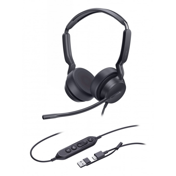Жични стерео слушалки Yealink UH42 Dual Teams, USB-C/A - 1308195 - 1