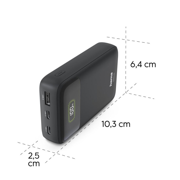 Външна батерия HAMA PD10-W20, 10000 mAh, 3A, USB-C/USB-A - 201779 - 5