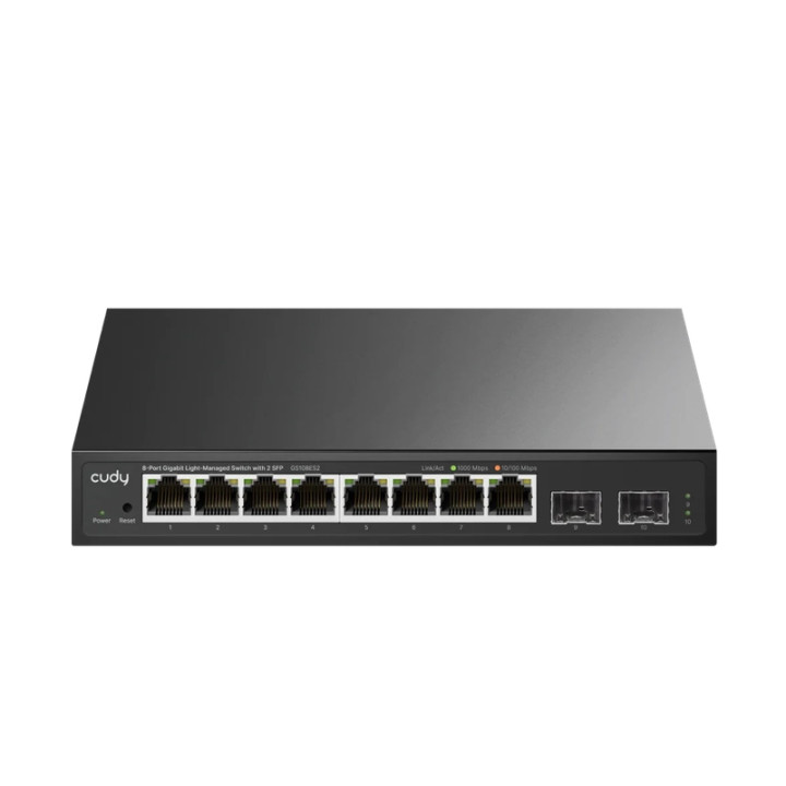 Суич Cudy GS108ES2, 8-Port Gigabit Easy-Managed, 8x10/100/1000Base-T + 2xSFP, Web Management - 1