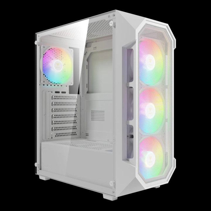 Кутия за компютър Gamdias AURA GC1 Elite White, ATX, Mesh, RGB, Tempered Glass - GAMDIAS-AURA-GC1-ELITE-WH - 2