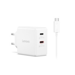 Адаптер Lenovo Dual USB-C, 65W, бял - G0A6065WEU - 1