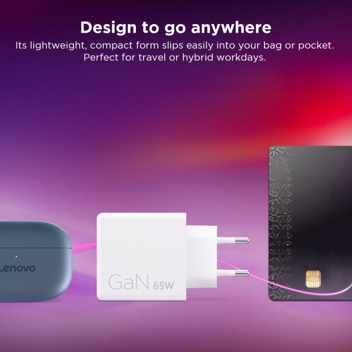 Адаптер Lenovo Dual USB-C, 65W, бял - G0A6065WEU - 4
