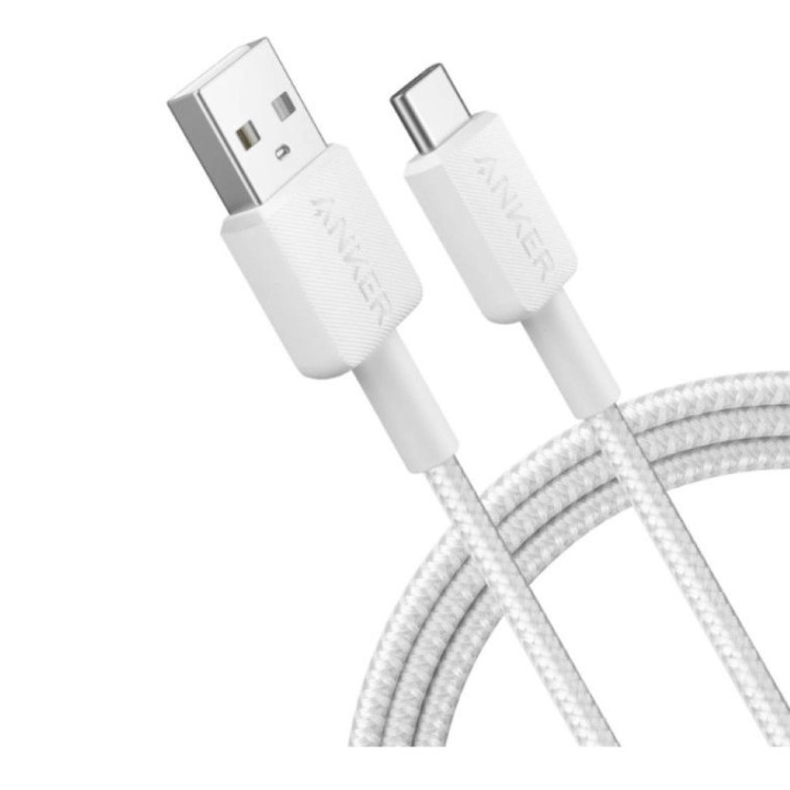USB-C кабел Anker 322, USB-A - USB-C, 90см, бял - A81H5G21 - 1