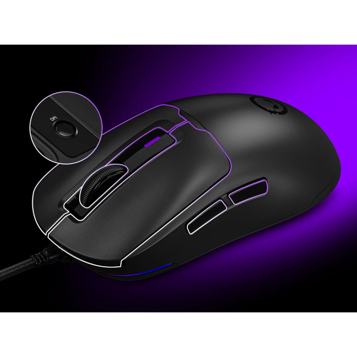 Геймърска мишка LORGAR MSA10R, PixArt 3311, 12000 DPI, 6 бутона, RGB подсветка - LRG-MSA10R-BK - 7
